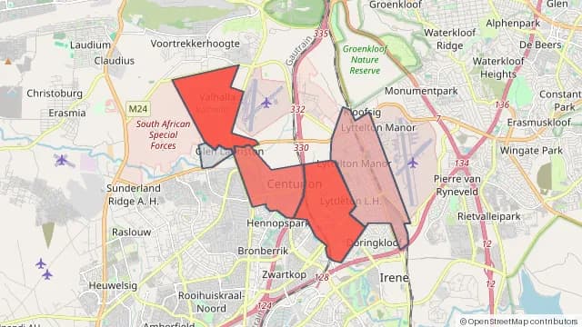 Map of areas affected by the power outage around Clubview
