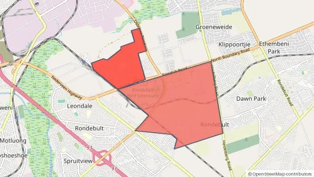 Map of areas affected by the power outage around Buhle Park